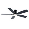 52in Black Ceiling Fan with Light, Flush Mount, Remote APP
