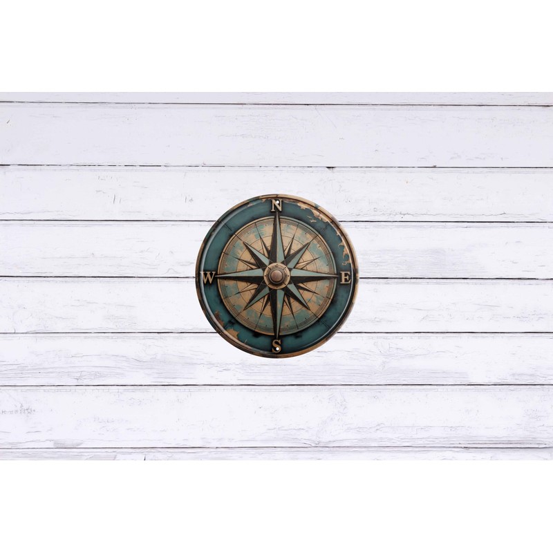 Boho Nautical Compass Funny Rustic Wall Metal Tin Signs Decor
