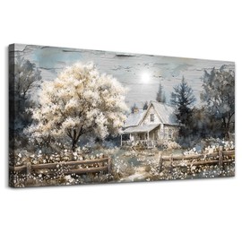 hyidecorart Farmhouse Canvas Wall Art Nature Landscape Wall Paintings Wall Decor For Living Room Bedroom Decorations Rural Artwork Pictures Large Framed for Office Aesthetic Home Decor Ready To Hang