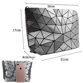 whatUneed Women's Fashion Geometric Lattice Shoulder Bag, PU Leather Casual Cross-body Messenger Bag for Girls (silver)