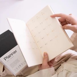 Basenotes A5 Planner, 256-Page Undated Yearly, Monthly & Daily Organizer, Dual-Section with Time Slots, Compact and Durable Design, Black Leather Cover – Ideal for Work, Home, and Office