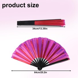 New Large Folding Hand Fan for Line Dancing, Plastic Hand Fans Line Dance Tool with Loud Click Sound Perfect for Performances Parties Stage Shows