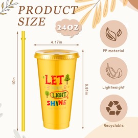 Uiifan 50 Pcs Christian Tumbler Bulk Bible Verse Plastic Tumblers with Lids and Straw 24oz Inspirational Religious Cups Christian Gifts for Kids Christmas Sunday School Religious Party Activities