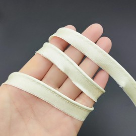 YOOGCORETT 16 Yards Ivory Polyester Satin Bias Piping Type, Maxi Piping Trim, Bias Type with Cord, Welting Cord, for Sewing Lip Cord Trim, Clothing Accessories,Upholstery Piping Trim12mm (1/2 Inch)