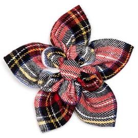 The Worthy Dog Stewart Tartan Red Flower for Dog Cats Pets Wedding Birthday Party Attachable Collar Decor Sliding Accessories - Large