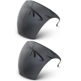 BFhongly Pack of 2 Face Protection with Glasses, Anti-Fog Face Visor for Women, Men and Children, Drop Splash Guard, Reusable Protective Plastic Mask, All Black