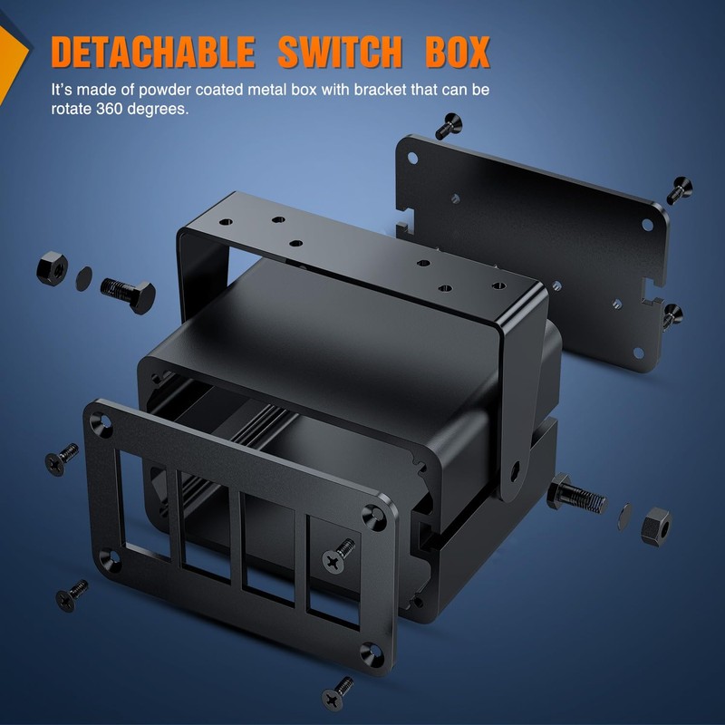 Nilight 4 Gang Rocker Switch Box 4 Holes Panel Detachable
