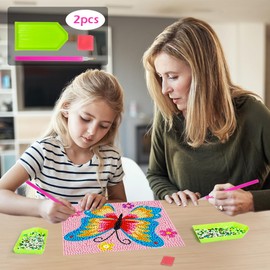 QEUOYSS Diamond Art Kit for Kids with Wooden Frame Art and Crafts for Kids Ages 6-8 -10-12 Easy to DIY Diamond Art for Kid and Adult Beginners Home Wall Decoration (Butterfly)