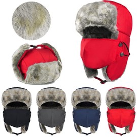 Trapper Hat Winter Hat Warm Winter - Thermal Winter Trapper Ski Hat Russian Ushanka Hats Mask Ear Flap Ski Trooper Hunting Cap for Men Women Navy Blue