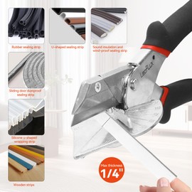LeafLux Replaceable Blade Miter Shears, Multifunctional Trunking Shears for Angular Cutting of Moulding, Trim,Weather Stripping, Adjustable at 45 to 135 Degrees, Including 10 Replacement blades|3102S