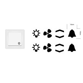 Switch Sticker Set with Light Fan Arrows and Bells Stickers (RP 25/1) (10 mm, Black Symbols)