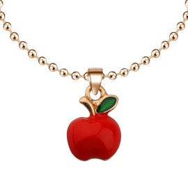 CENWA Red Apple Teacher Necklace, Copper & Stainless Steel, All Ages & Genders, Adults, Female, Pendant, Necklace
