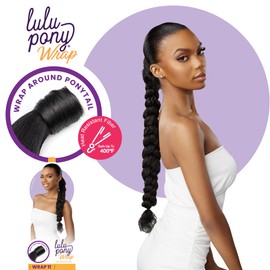 Sensationnel Lulu pony wrap hairextensions- 11 high heat synthetic yaki pony tail or up do hair wig piece (SM2/27)
