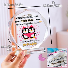 Movdyka 5.3" Crystal Penguins Ornament Gifts for Her Him, Romantic I Love You Gift for Boyfriend Girlfriend, Wedding Anniversary Birthday Valentine's Day Presents for Wife Husband