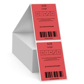 FINDAT 2"x 3" Shipping Thermal Labels Fanfold Red Vinyl Stickers Perforated Line Waterproof Direct Printing Label Paper for UPS Address Mailing Package Barcode 500 PCS