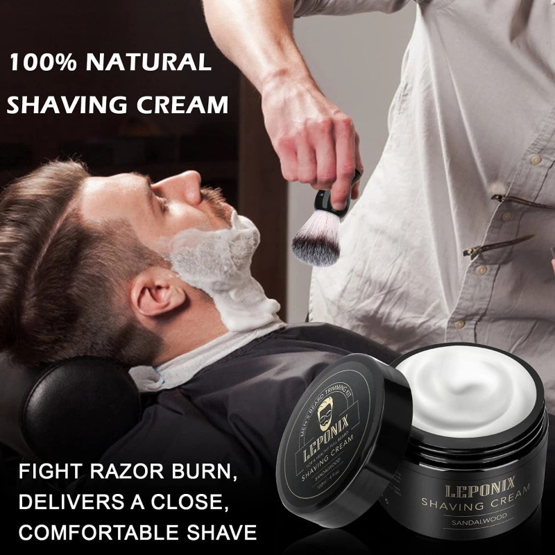 LEPONIX Men’s Shaving Kit – Sandalwood Cream, Pre-Shave Oil &