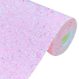 Greatdiy Sparkly Pink Chunky Glitter Faux Leather Roll 12 x 52 inch Shiny Solid Color PU Fabric for Bows Crafts Earrings (17015#7)