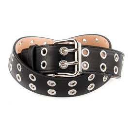 ECHAIN Vintage Rivet Women Punk Leather Belts Rock Motorcycle Waist Strap for Jeans (black, waist:28"-33")