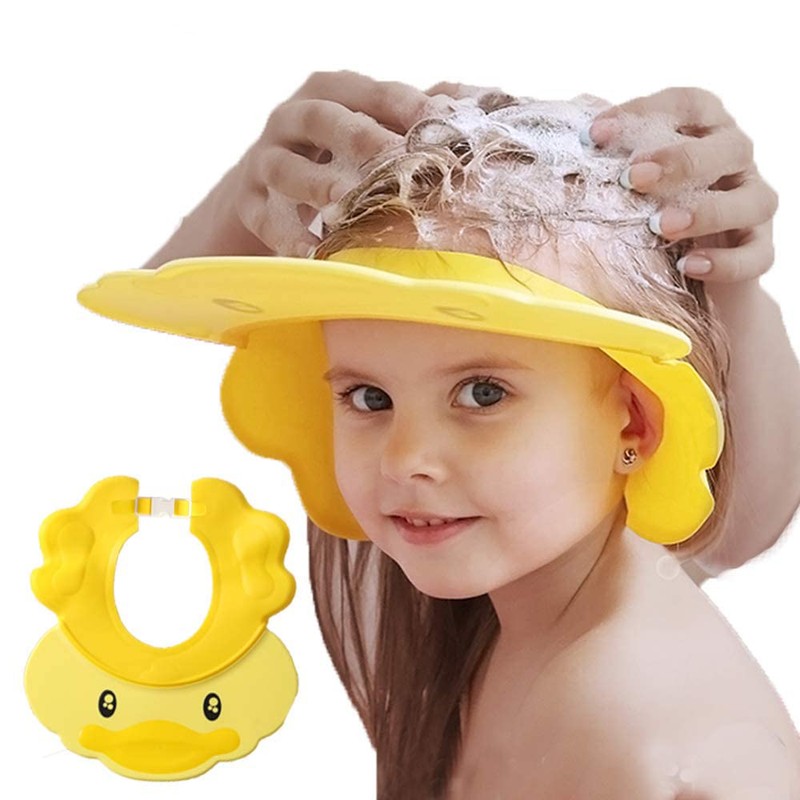 Gorro de ducha de bebé ajustable de silicona para champú,