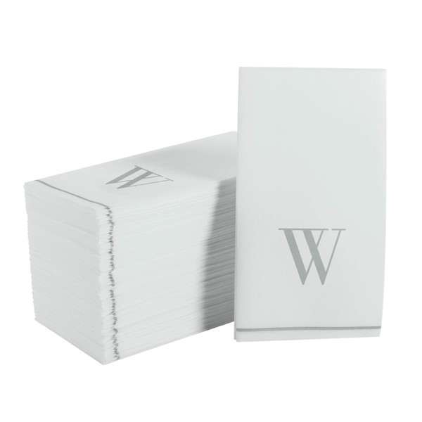 Luxe Party 56 Pack Monogram Napkins, Letter W Initial, Disposable,