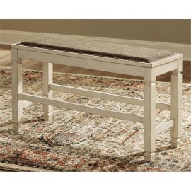 Ashley Furniture Bolanburg Single Wood Counter Bench in Antique White & Brown