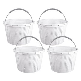 4 Pack 8" Pool Skimmer Basket Built-in Weight Stainless Handle Rubber Grip