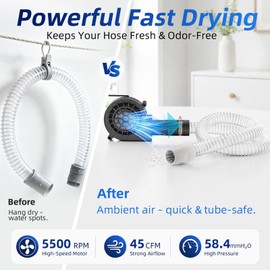 CPAP Hose Dryer for ResMed AirSense 10/11 22mm & 15mm Tubing, 10-Speed Adjustable Airflow Blower Fan, Fast Drying for Heated Hose & Universal Tube, No Heat, Portable Cleaning Supplies Kit(Black)