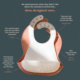 Yeah Baby Goods Silicone Baby and Toddler Bib | Slim Design for Unrestricted Movement (Blush Speckle)