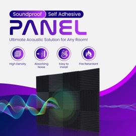 Earthly Echoes Self Adhesive Wall Panels 2" x 12" x 12" (24 Pack) Sound Proof Foam Panels for Walls, Acoustic Sound Proofing for Door, Sound Proof Panels Noise Reducing for Home and Office Walls