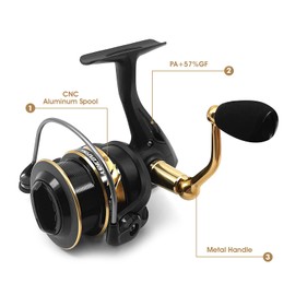 Ashconfish AF4000 Spinning Reel with PE String for Saltwater Fishing, Freshwater Fishing, Lightweight Reel