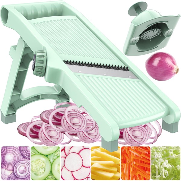 FUNTOFUN 5-in-1 Adjustable Mandoline Food Slicer, Strips Julienne Dicer Cutter