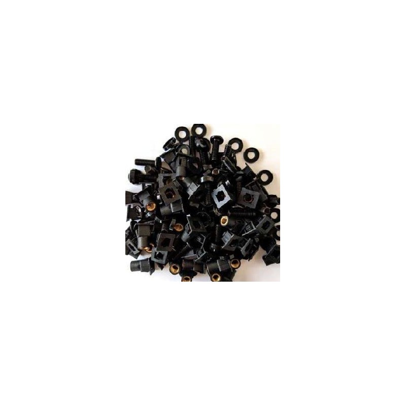 BLACK 50 PACK Of M6 Push Fit Cage Nut Sets