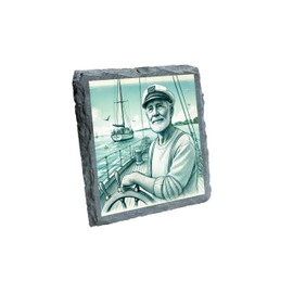 Captain at the Helm Slate Coaster with Nautical Design for Boat Lovers [slco-kf25-4934]