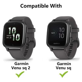 HOMTERN 2-Pack Compatible with GARMIN Venu Sq 2 Venu Sq, Soft TPU Lightweight Shell Drop-proof Scratch-Proof Flexible Screen Full Covered Protective Case,2-Pack Clear