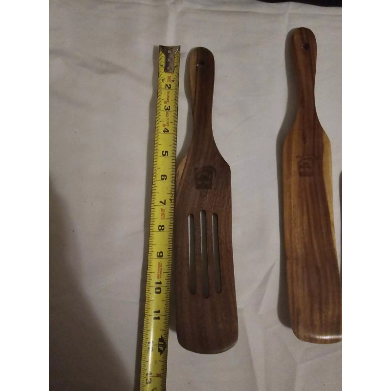 ADE 5PCS Wooden Spurtles Set, Non-Stick Natural teak Wood Spatulas