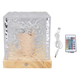 RGB Rotating Water Pattern Night Light with Remote Control 16 Colors 4 Modes USB Charging 1000mAh Dynamic Water Ripple Night Light for Room