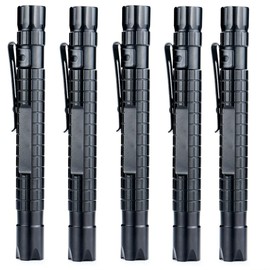 5pcs Pen Torch, Pocket Pen Torch Light Flashlight Pen Light with Clip Small Work Torch for Inspection, Work, Repair Fishing