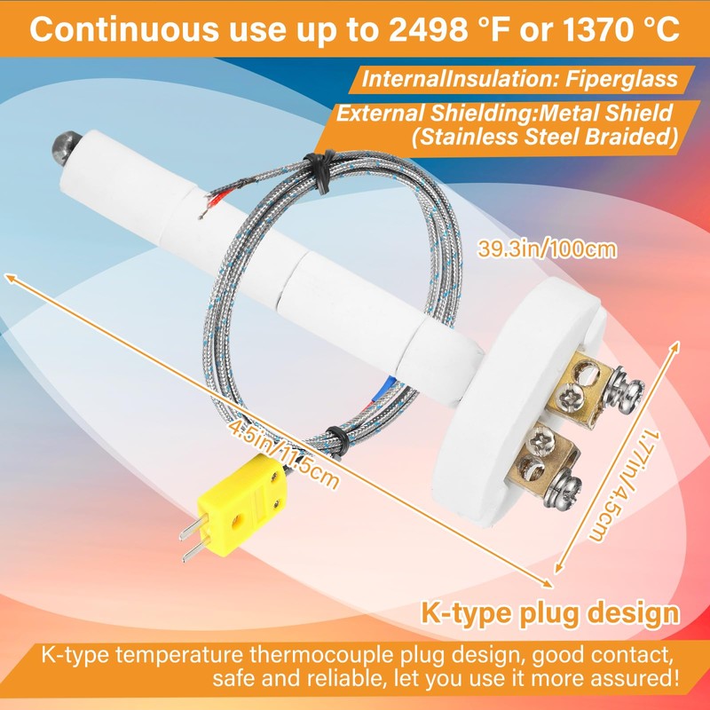 Relaxweex Kiln Thermometer Full Range High Temperature Pyrometer K-Type Thermocouple