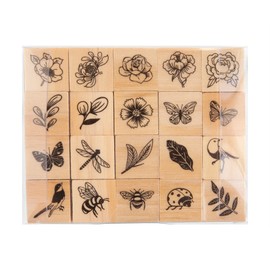 Bugs & Flowers Wood Stamp Set by Recollections - Woods Stamps for Stationary, Scrapbooking, School Projects, Arts & Crafts - 1 Pack