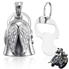 EIH1 Guardian Bell, Motorcycle Keyring, Guardian Biker Bell, Guardian Angel Motorcycle Bell, Motorcycle Bell, Lucky Charm Keyring, Guardian Bell Motorcycle, with 1 Shopping Trolley Token, a