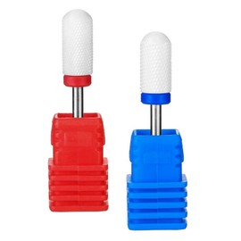 Red and Blue Ceramic Nail Cutter for Nail Drill, Ceramic Drill for Manicure, Pedicure, Semi-Permanent Nail Polish, Cuticles, Acrylic Nails and Gel