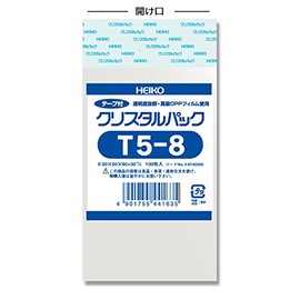 ヘイコー OPP袋 テープ付き クリスタルパック Ｔ 5-8 1000枚（100枚×10袋）