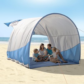 OUTELY Beach Tent Sun Shelter with UPF50+ Protection, One-Person Setup, Wind-Supported & Sandbag Stable, 7.5ft Tall, Portable Beach Shade Canopy for 3-6 People, Sky Grey