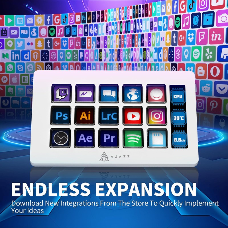 A.JAZZ AKP153 Stream Studio Controller Stream Dock-Type-c con Cable con