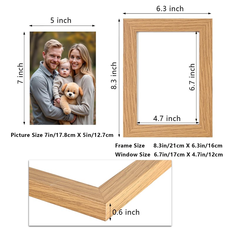 Epecfan 5x7 Double Hinged Picture Frame - WoodGrain Foldable Photo