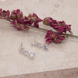 Tuscany Silver Women's Sterling Silver Triple Cubic Zirconia Drop Earrings