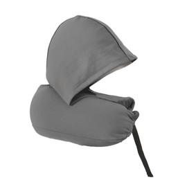 Hoodie Travel Pillow Hooded Neck Pillow Adjustable Ergonomic Travel Neck Pillow for Airplane Flight Headrest Sleep U Type Dark Gray