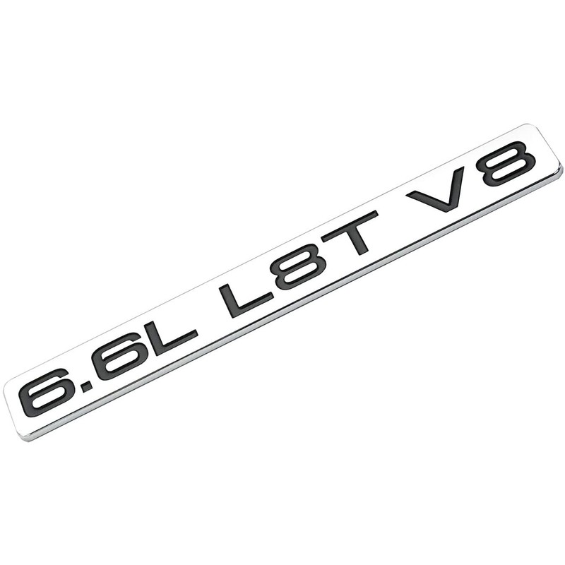 2Pcs 6.6L L8T V8 Liter Gas Emblems 3D Engine Hood