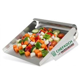 FACKELMANN Chefkoch Stainless Steel Vegetable Taxi - Practical Household Aid for the Kitchen - Kitchen Spatula for Picking up Cut Vegetables - Dishwasher Safe Vegetable Scoop