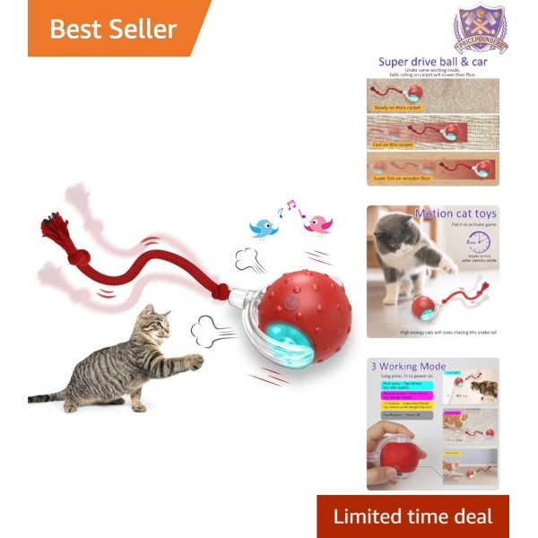 Unbranded Interactive Cat Toy Ball Red Resin Chirping Motion Activated